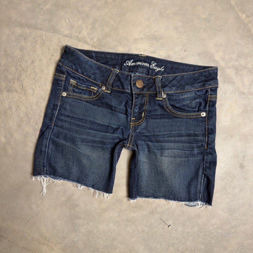 Vintage American Eagle Denim Shorts Womens 4 Blue Cutoff Y2K